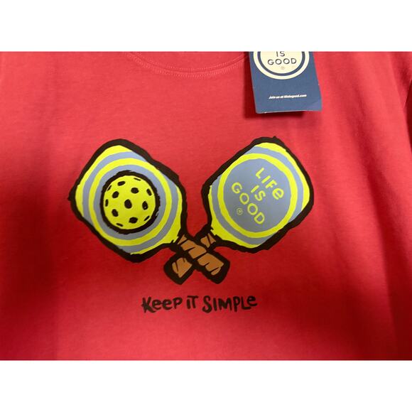 Life Is Good Men's XL Keep It Simple Pickleball Paddle Red Crusher Tee BNWT - Picture 2 of 4